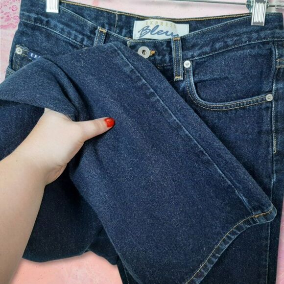 Express Bleus Vintage 90s Flare Jeans sz 3/4 Long - Picture 5 of 8
